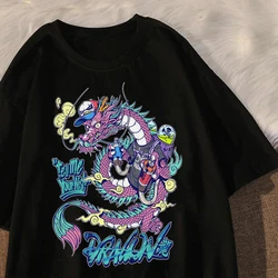 Oversized T Shirt Men Goth Dragon Punk Gothic Clothes Y2k Top Short Sleeve Hip Hop Vintage Print Harajuku T Shirt Male Clothing