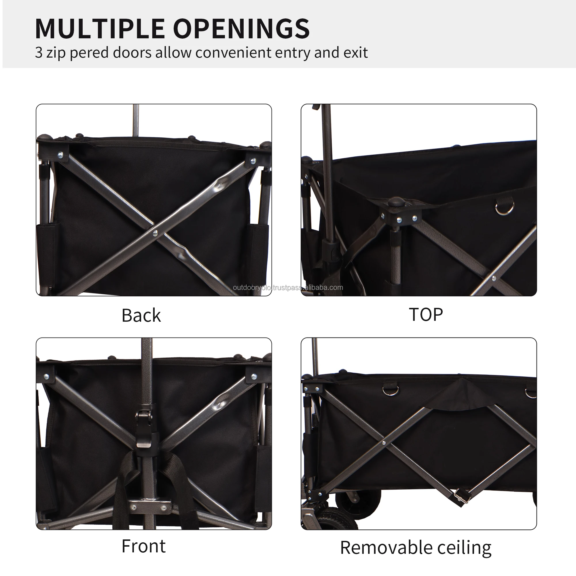 قابل للتعديل الثقيلة للطي عربة سيارة فائدة عربة التخييم في الهواء الطلق للنزهات الشاطئ عربة سحب قابلة للطي OEM
