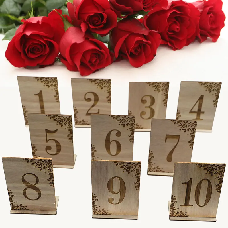 

1-10 Wooden Table Numbers Wedding Party Seat Markers Birthday Party Decorations Number Plates Table Decorations Accessories