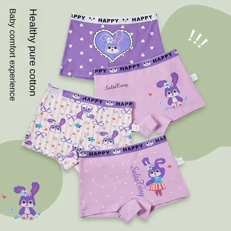 4PCS Children Girl Panties Cute Shorts Cartoon Panties for Girls Boxer Underwear Boxers Children\'s Cotton Underwears Clothing