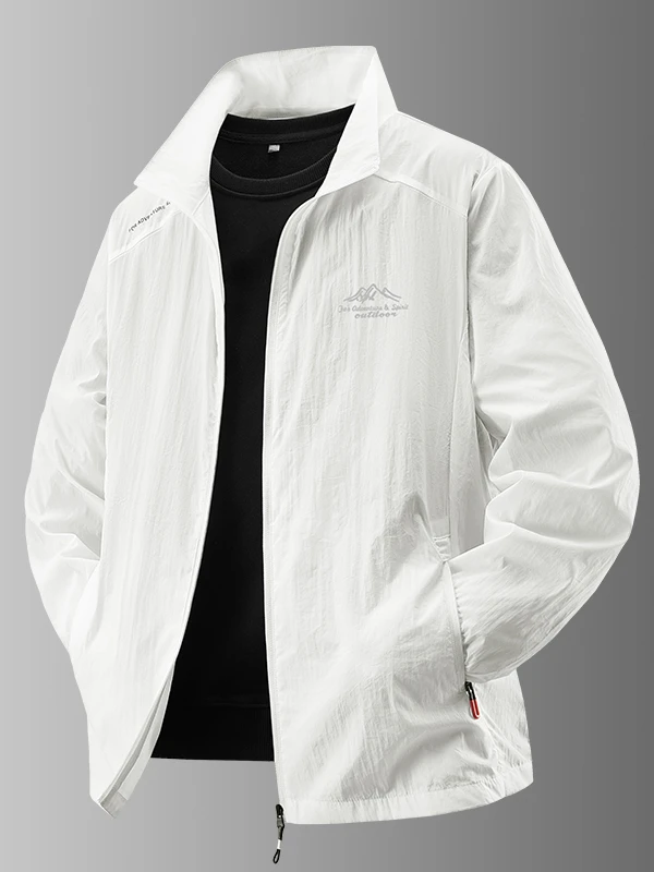 

Outdoor Men's Summer Thin Single Layer Jaet Ice Silk Sun Protection Sport Cycling Fiing Coat Loose Fit Active Colion C...