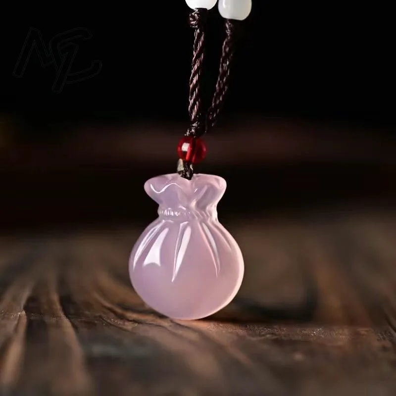 العقيق الطبيعي نعمة حقيبة قلادة قلادة سحر المجوهرات الإكسسوارات منحوتة باليد امرأة محظوظ تميمة سترة سلسلة