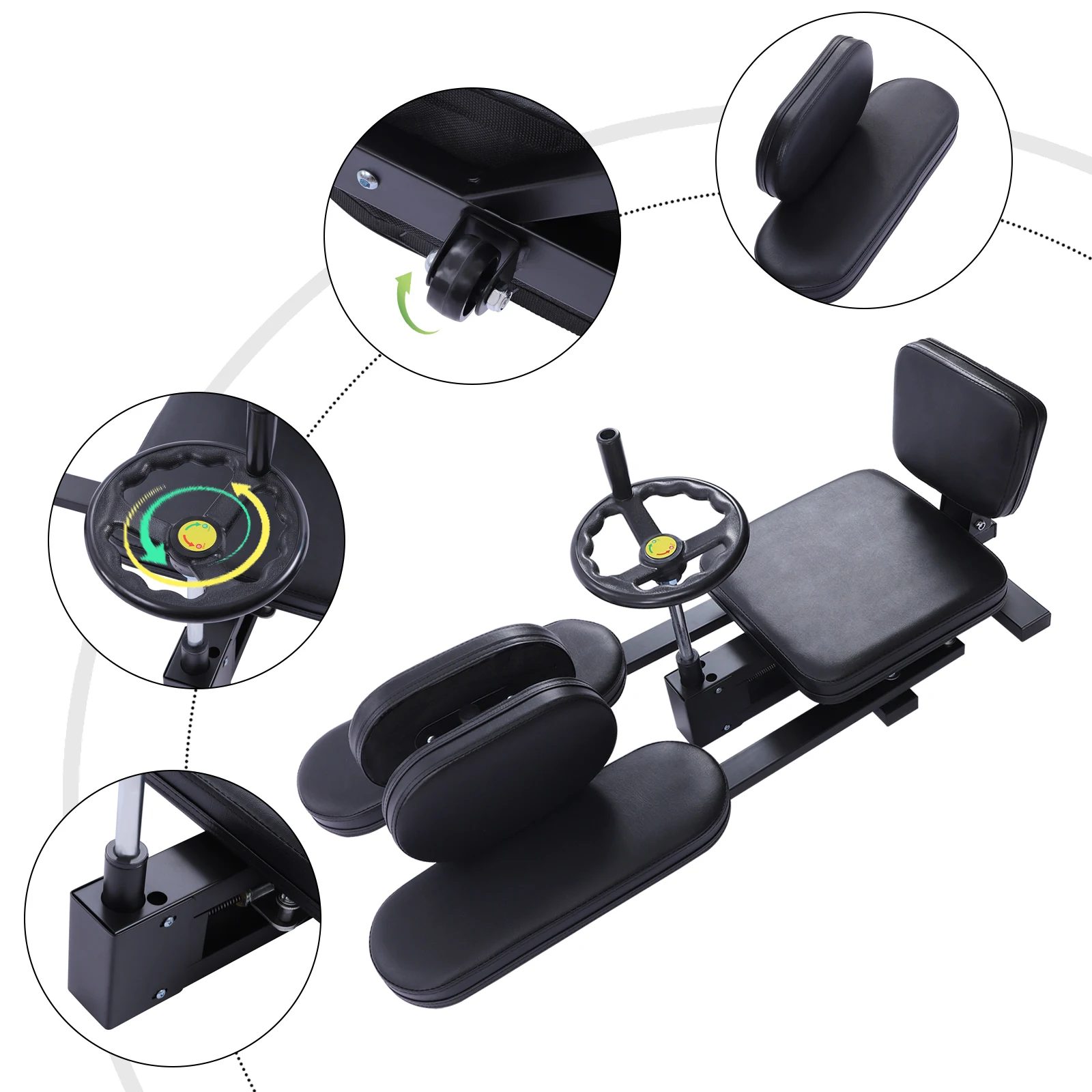 180° Leg Stretcher Machine 220LBS Capacity with Handwheel for Home Gym Flexibility Training