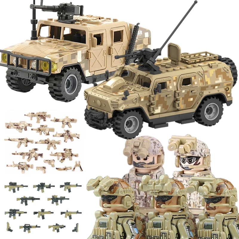 

City Police US Navy SEALS Special Forces Commando Figures Building Blocks Army Soldiers Armor Car Military Weapons Bricks Toys