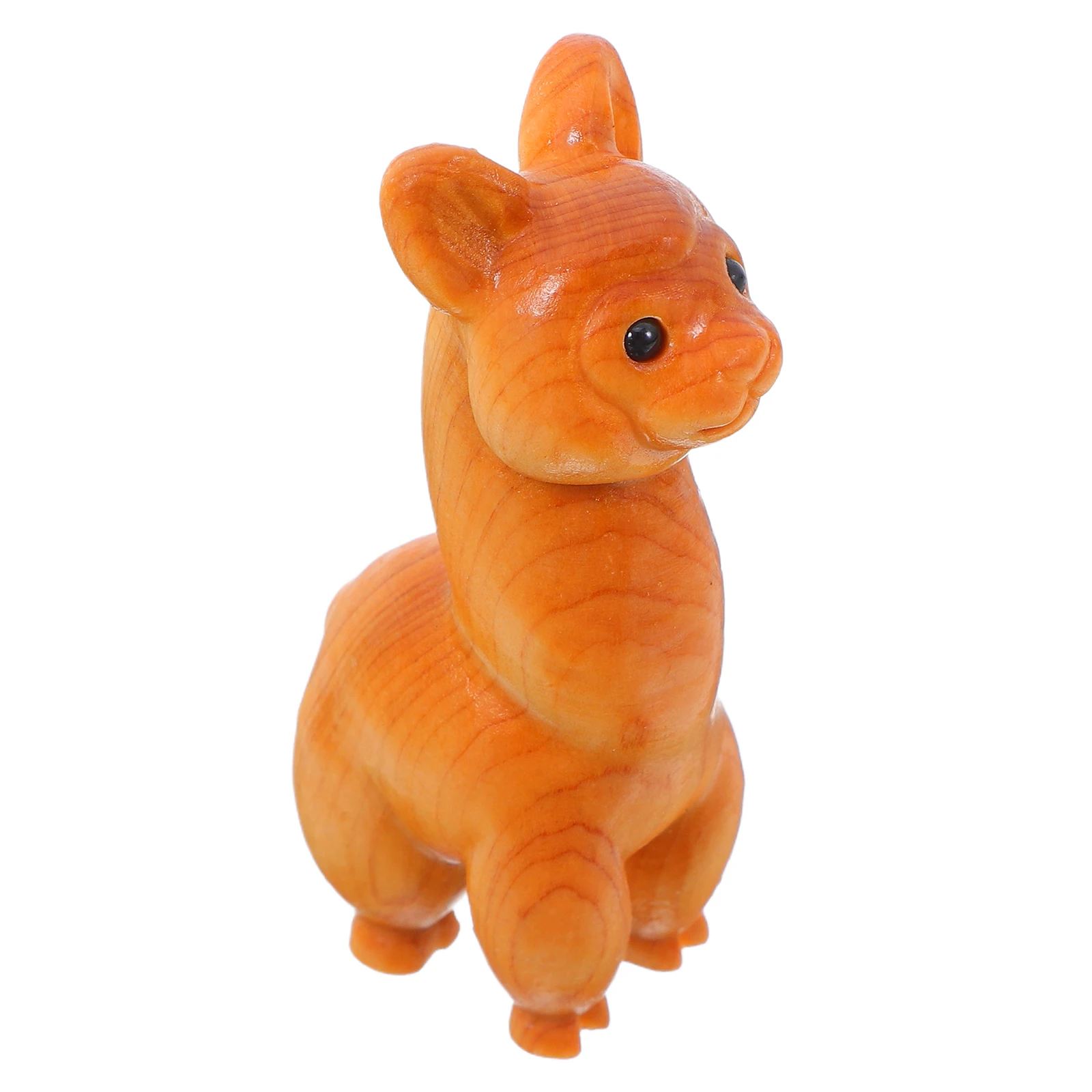 

Cliff Cypress Wood Alpaca Statue Hand-carved Wooden Animal Figurine Thuja Mini Model Decor Small Carved Sculpture