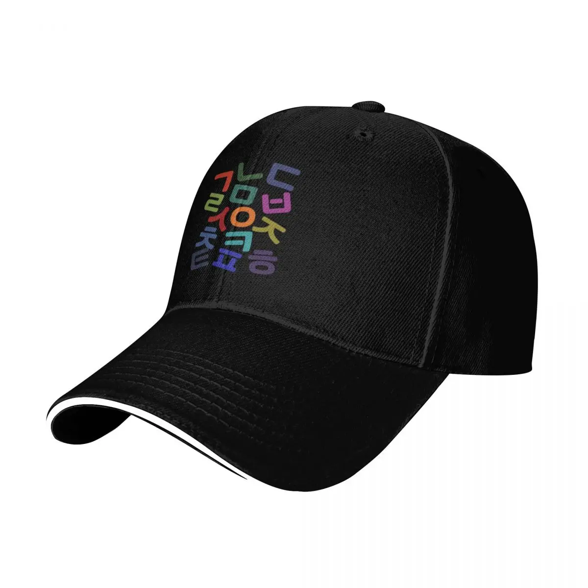 Korean Alphabet Hangul Consonants Colourful Baseball Cap Contrast Two Tone Brim Snapback Flat Bill Strapback Dad Hat