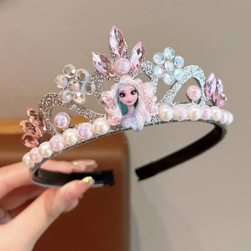 Kawaii Anime Frozen Sanrio Children's Crown Dress Accessories Girls Baby Princess Elsa Headdress Jewelry Party Decoration Gift image 6