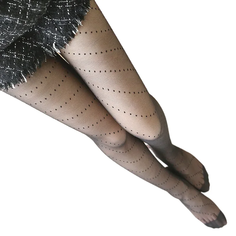 

Sexy Diagonal Stripes and Polka Dots Tights Woman Black White Medias Socks Hot Beautiful Pantyhose Retro Thin Stockings.