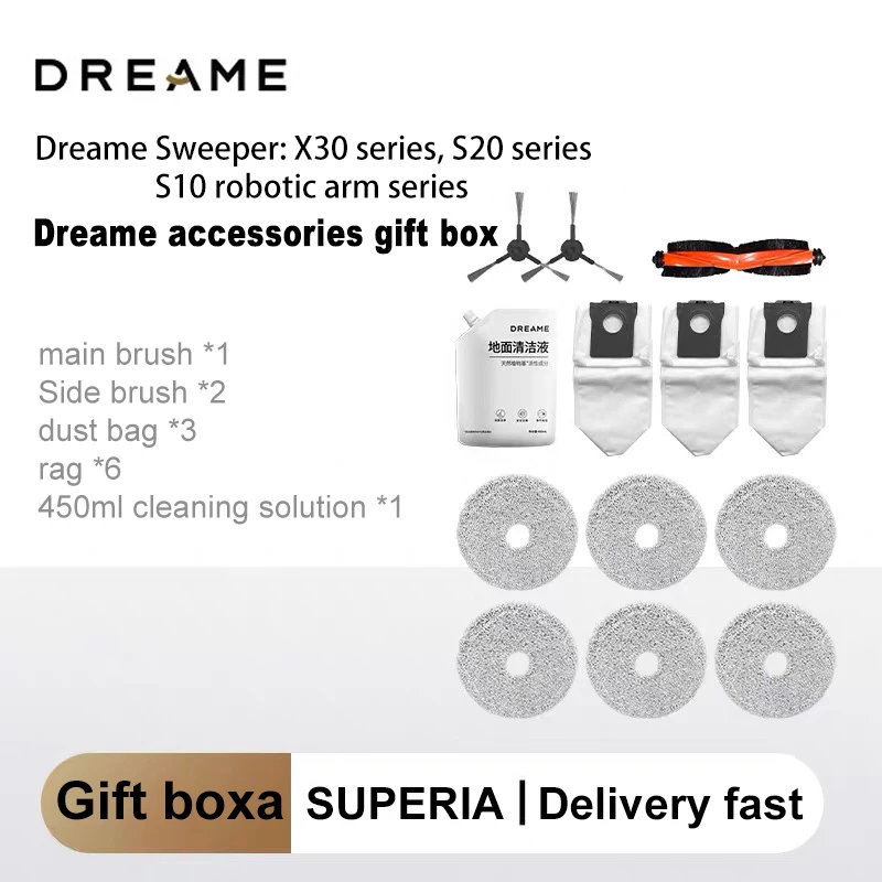 Original Geschenk box Dreame l10s Pro Ultra Heat, x30 Ultra, x30 Pro Staubsauger Zubehör Hauptseite Bürsten filter Mop Staubbeutel