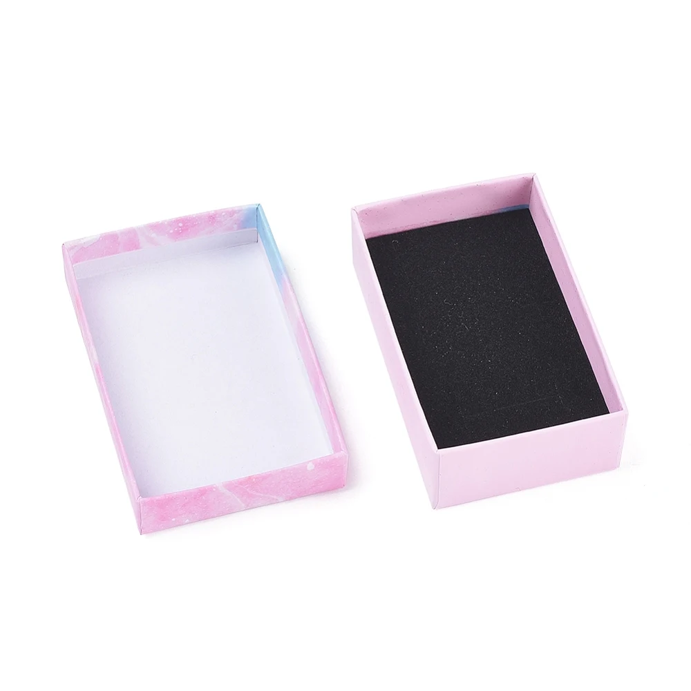24pcs Square Sky Blue Cardboard Ring Box with Sponge Insert, Jewelry Display Gift Packaging Box for Wedding Party Storage
