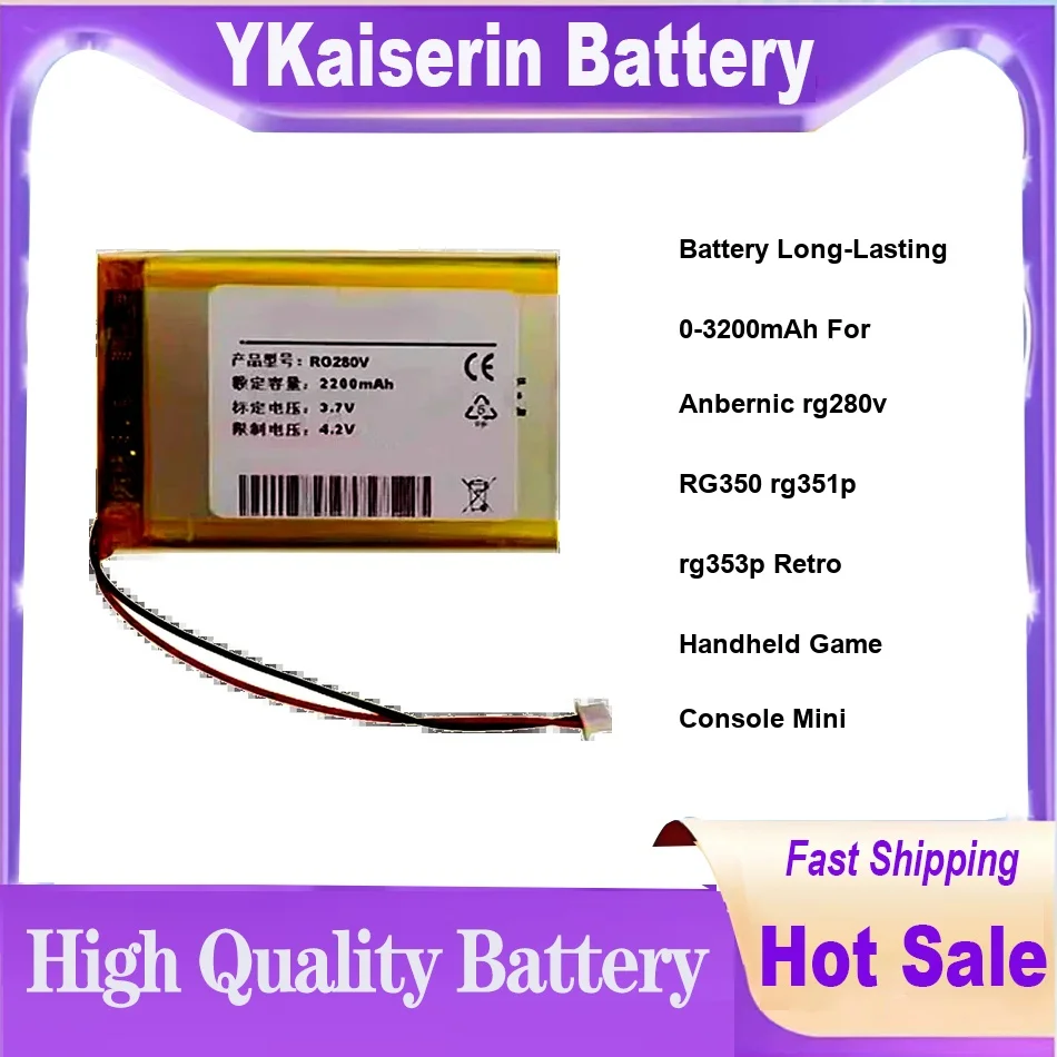 Battery Long-Lasting 0-3200mAh For Anbernic rg280v RG350 rg351p rg353p Retro Handheld Game Console Mini