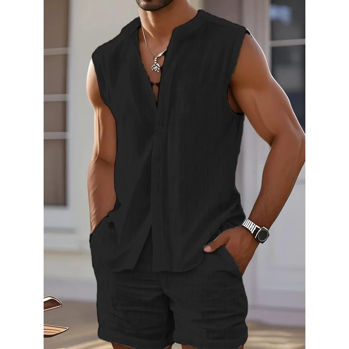 

Новый мужской повседневный спортивный жилет 2025 года, летняя коллекция irt Fa, костюм для бега Moisture ng, облегающий комплект для бега