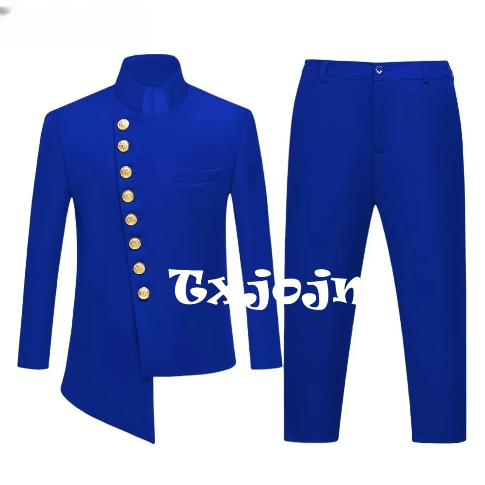 

Hot Sale Royal Blue African Kids Suit Set 2 Pieces Comfortable Fashionable Boys Jacket Pants Wedding Birthday Party Outfit
