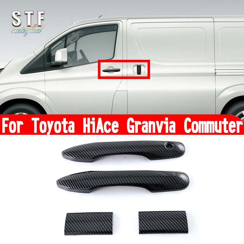 For Toyota HiAce Granvia Commuter 2019 2020 2021 2022 2023 Car Accessories Door Handle Cover Trim Molding Decoration Stickers W4