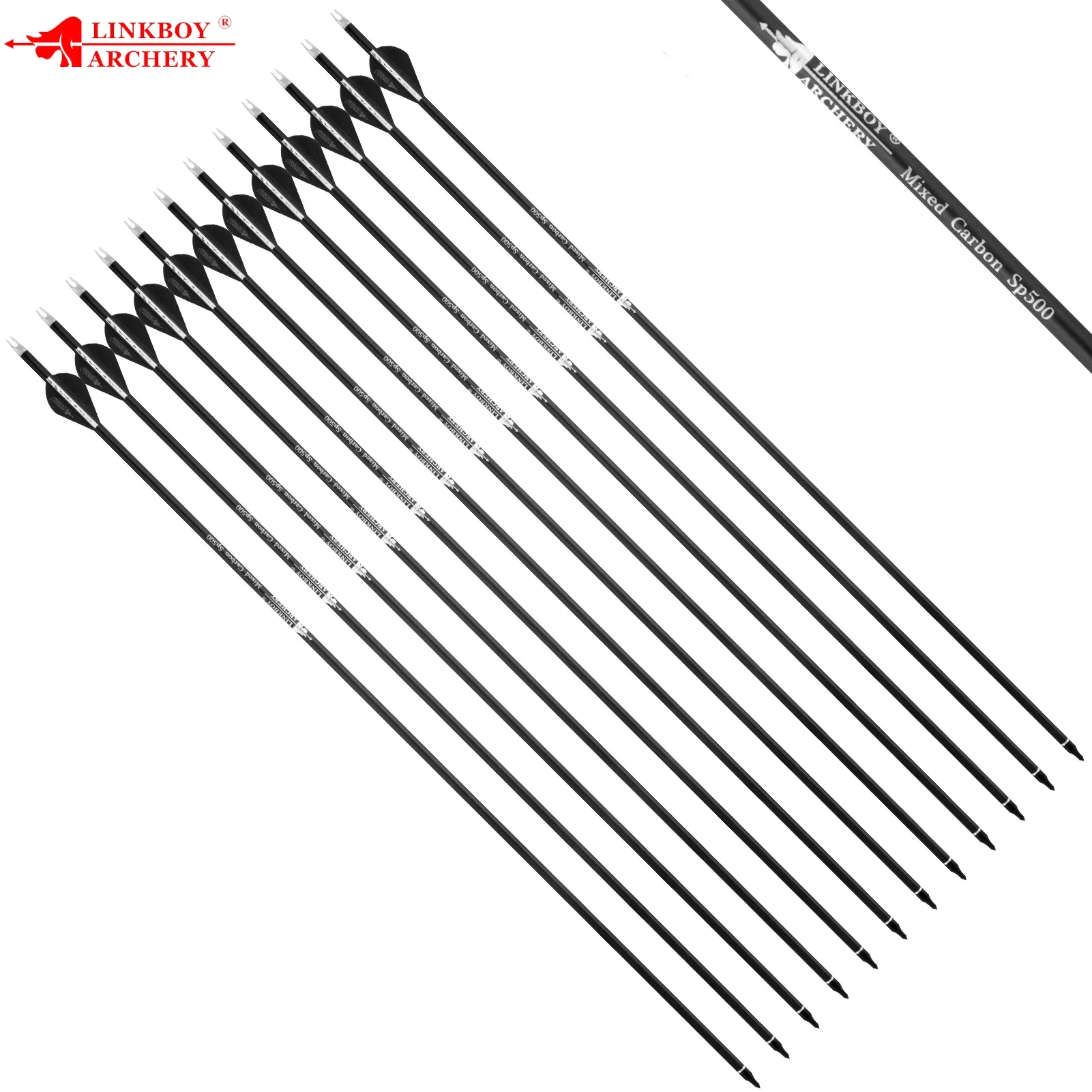 12/24pcs Mix Carbon Arrow OD 7.8mm 2inch Plastic Vanes 100gr Tips Point Shooting Sport Detachable Arrow