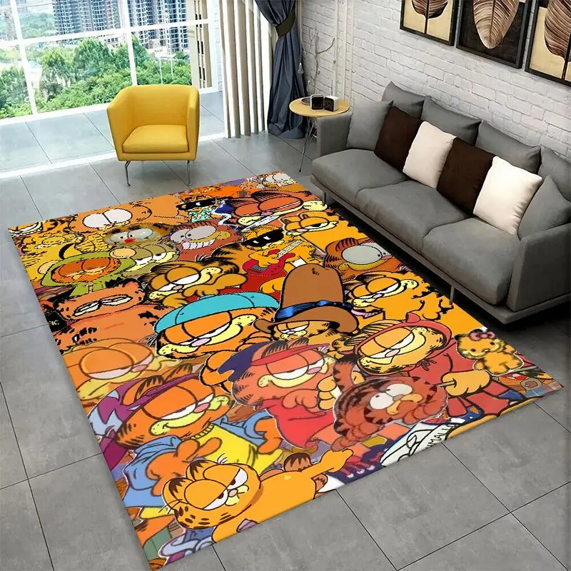 Cartoon Funny G-Garfield Cat Carpet Rug for Playroom Bedroom Living Room Sofa Home Decor,Game Area Rug Non-slip Floor Mat Fest