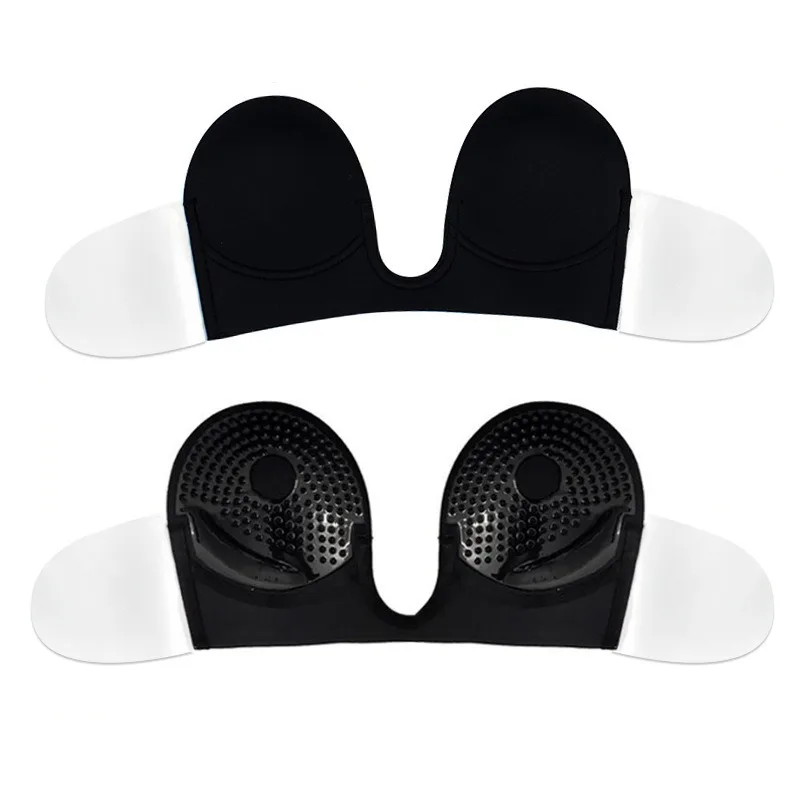 لاصق البرازيلي رفع عميق U يغرق لزجة غير مرئية حمالة قطعة واحدة الجانب الجناح رفع لاصق سيليكون الحلمة يغطي فستان