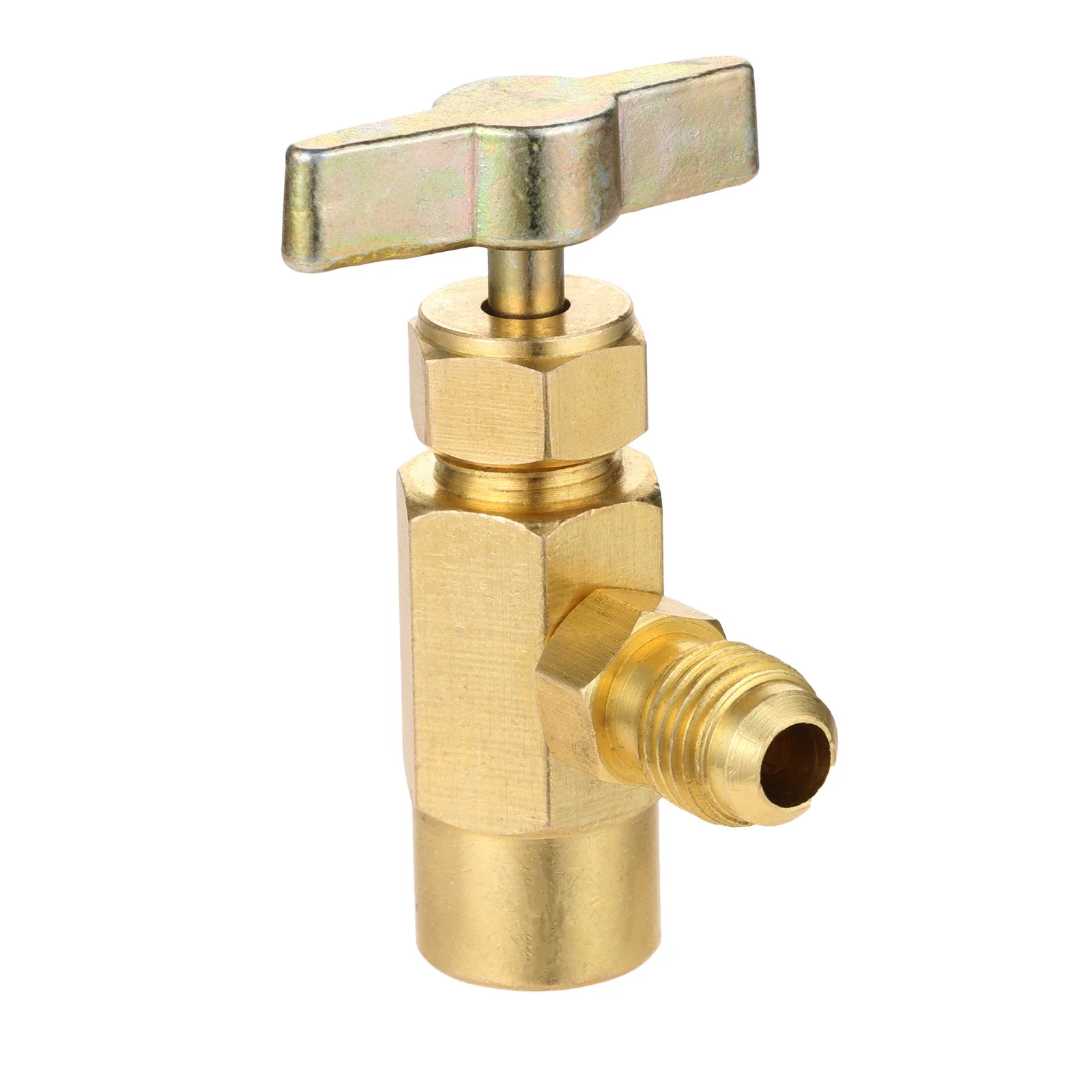 1 unidad Válvula dispensadora de refrigerante R1234YF con adaptador de 1/2" ACME a 1/4" SAE, abridor de botellas de refrigerante AC, compatible con mangueras de carga de refrigerante R12 R22