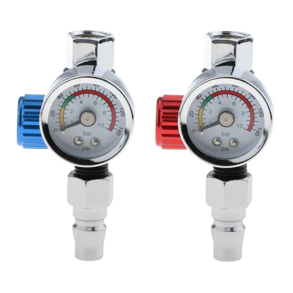 Truck G1/4 Metal Spray Gun Air Pressure Regulator Valve Gauge 0-140PSI