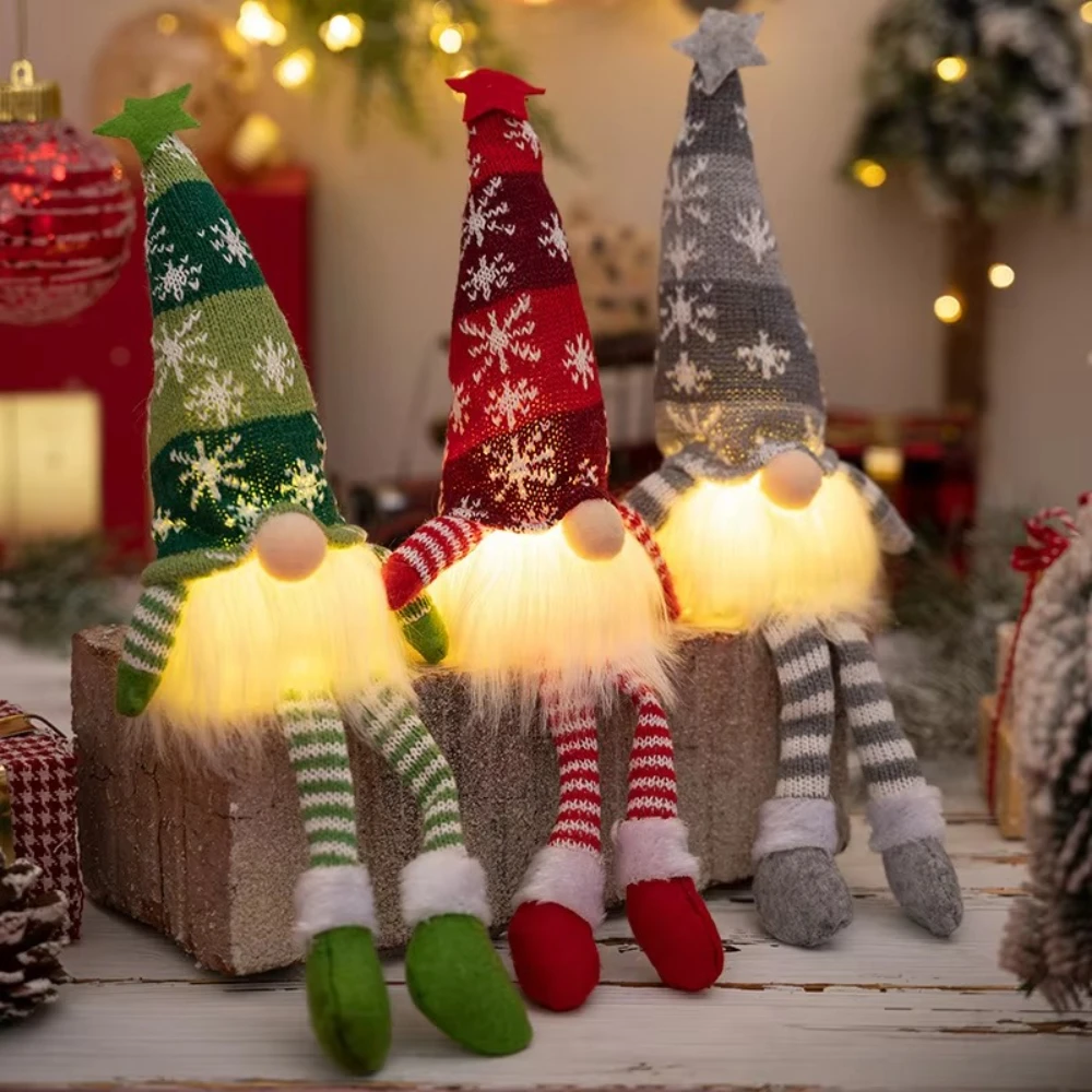 Face Less Elf Transparent 20/30cm LED Faceless Doll Elf Gnome with Lights Christmas Decoration ...