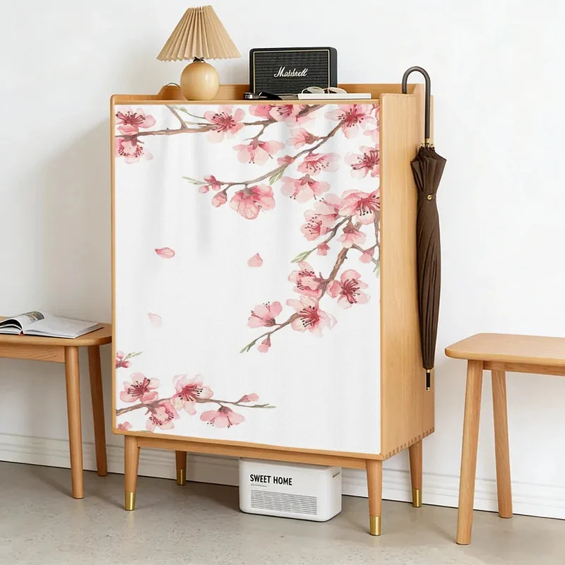 VIKAMA Japanese Cherry Blossom Fabric Shoe Cabinet Cover Curtain Entrance Storage Miscellaneous Items Cover Curtain