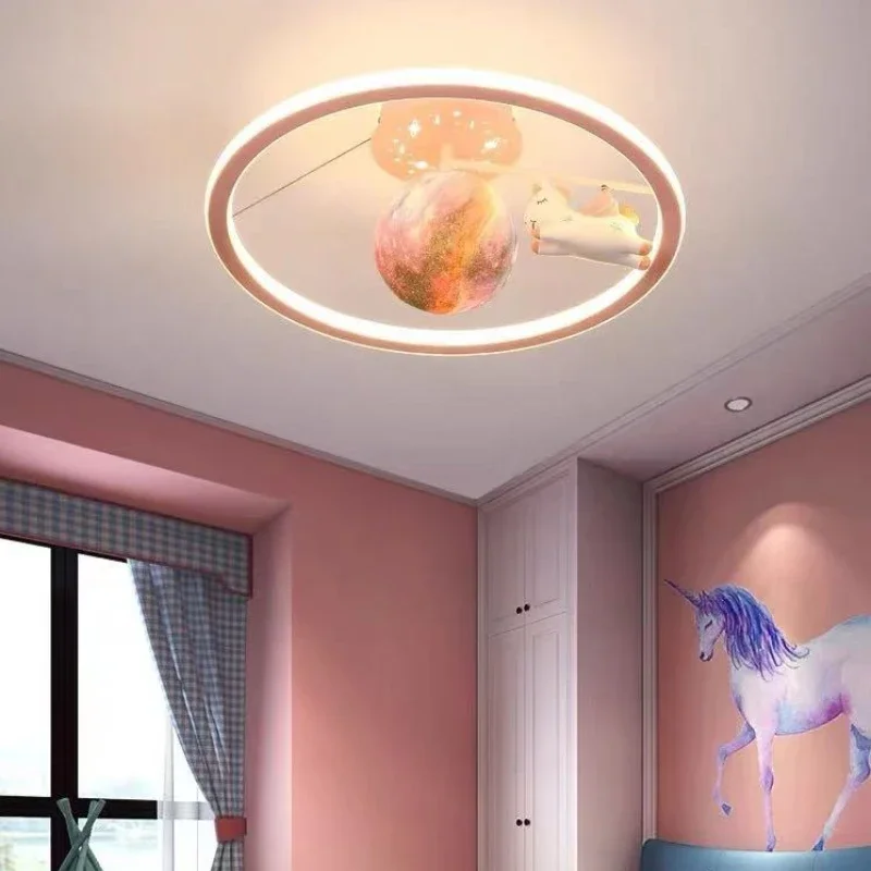 Ceiling Chandelier Lamps for Child\'s Bedroom Living Room Decor Home Decoration Lighting Fixture Cartoon Unicorn Kid LED Lights