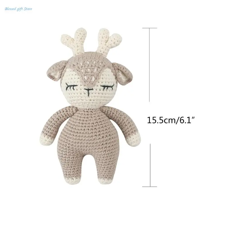 Baby Crochet Deer Stuffed Animal Sleeping Reindeer Toy Newborn Gift