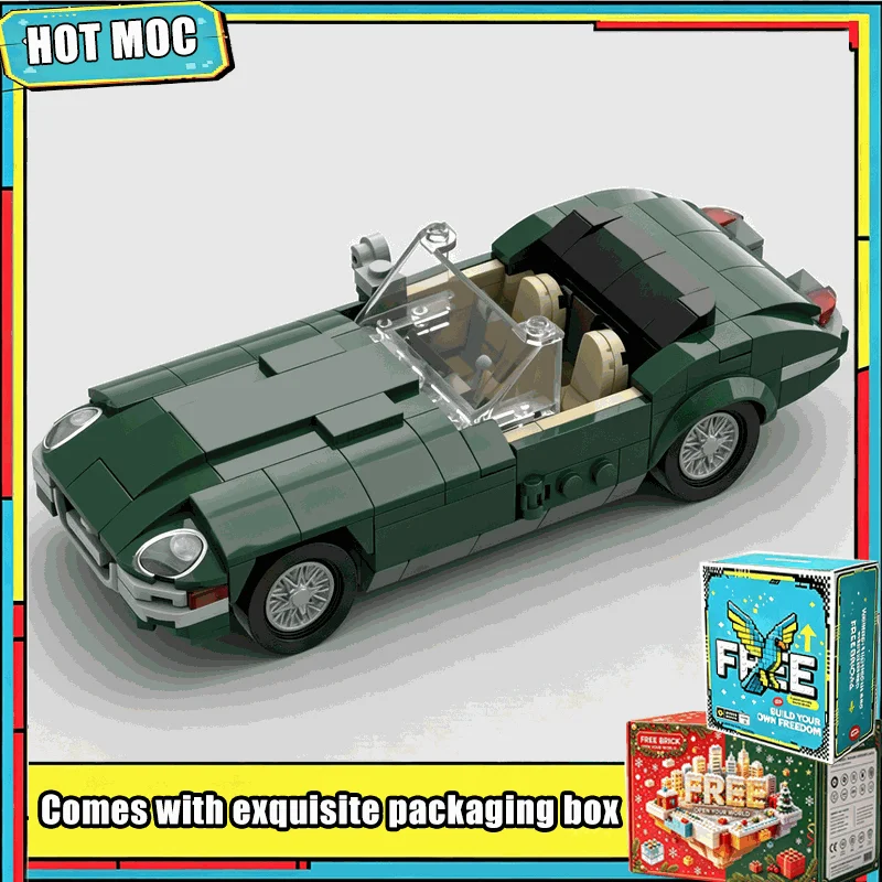 284PCS MOC Vintage Classic British Sports Car Convertible Building Blocks Set Custom Puzzle DIY Assembly Vehicle Model Toy Gift