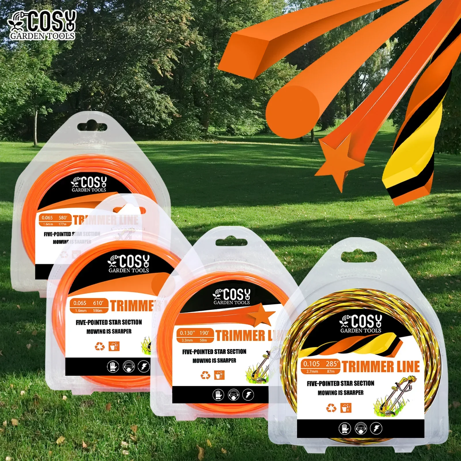 COSY Ogrody 2,4 mm/2,7 mm/3 mm * 1LB Koszenie Nylonowa podkaszarka do trawy Lina Kosiarka do zarośli Żyłka do koszenia Drut Akcesoria do kosiarek