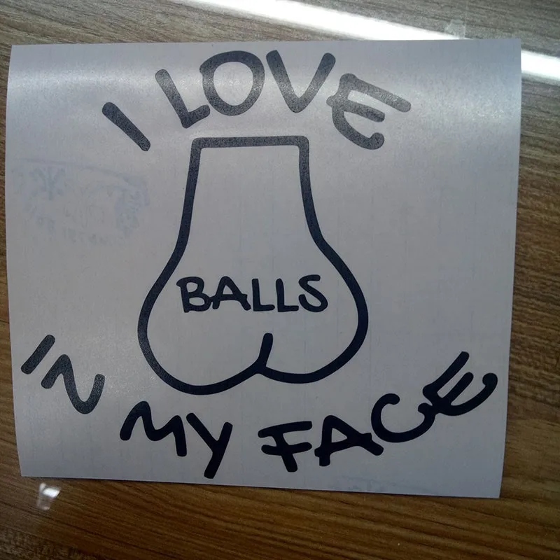 مضحك أنا أحب الكرات في وجهي الفينيل سيارة ملصق نافذة السيارات مثيرة للاهتمام الفينيل مثلي الجنس نكتة بولي كلوريد الفينيل ملصق حائط من الفينيل اكسسوارات السيارات