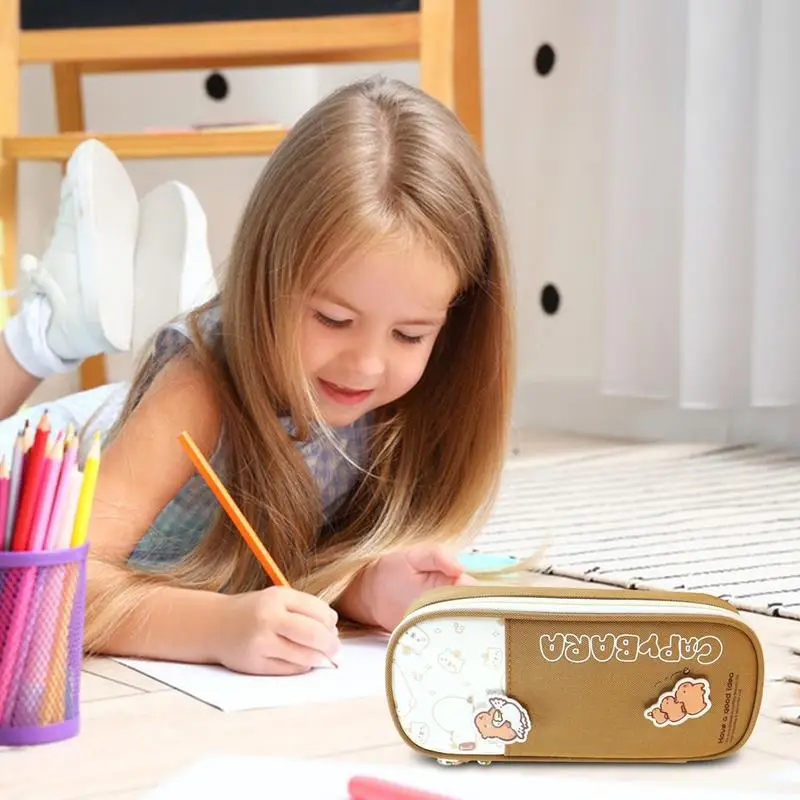 

Capybara Pencil Case Girls Pencil Case Capybara School Supplies Desk Organizer Large Capacity Pen Bag Zippered Pencil Pouch