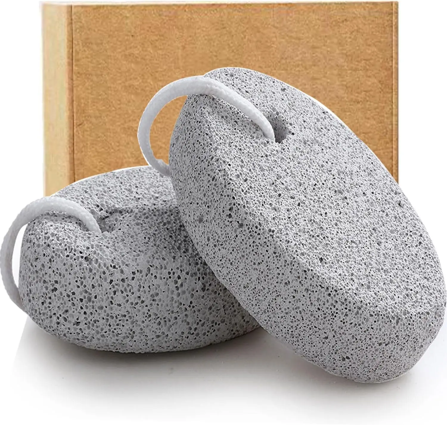Natural Foot Pumice Stone for Feet, 2-Pack Lava Pedicure Tools Hard Skin Callus Remover for Feet and Hands
