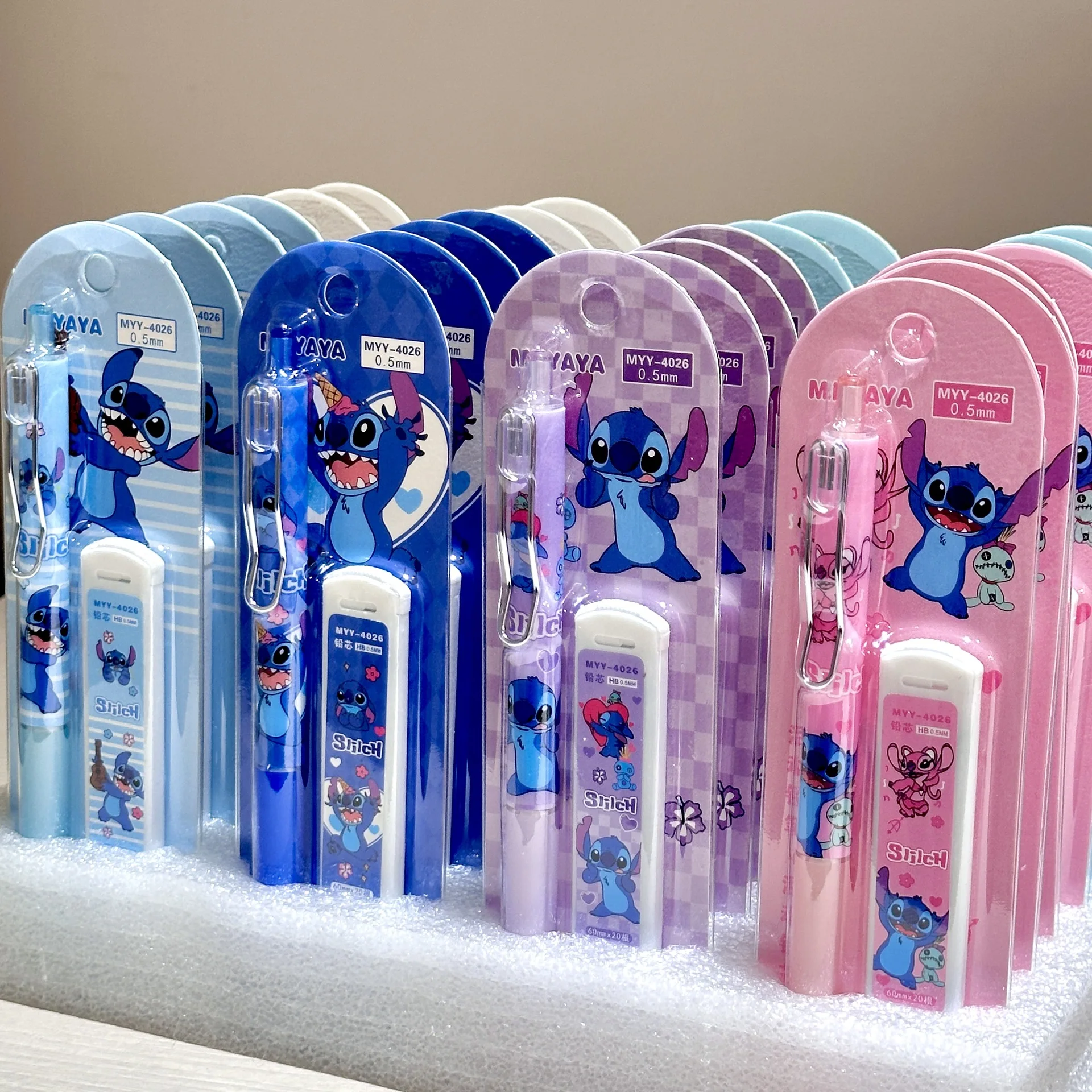 

6/24PCS Cartoon Stitch Automatic Pencil Set 0.5m Pencil Student Stationery Learning Supplies Gift for Men and Women