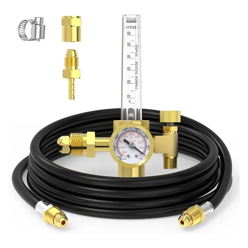 ABWR-Leak-Proof Gas Regulator Flow Meter With Welding Gas Hose, Argon CO2 Pressure Gauge Universal Multi-Interface