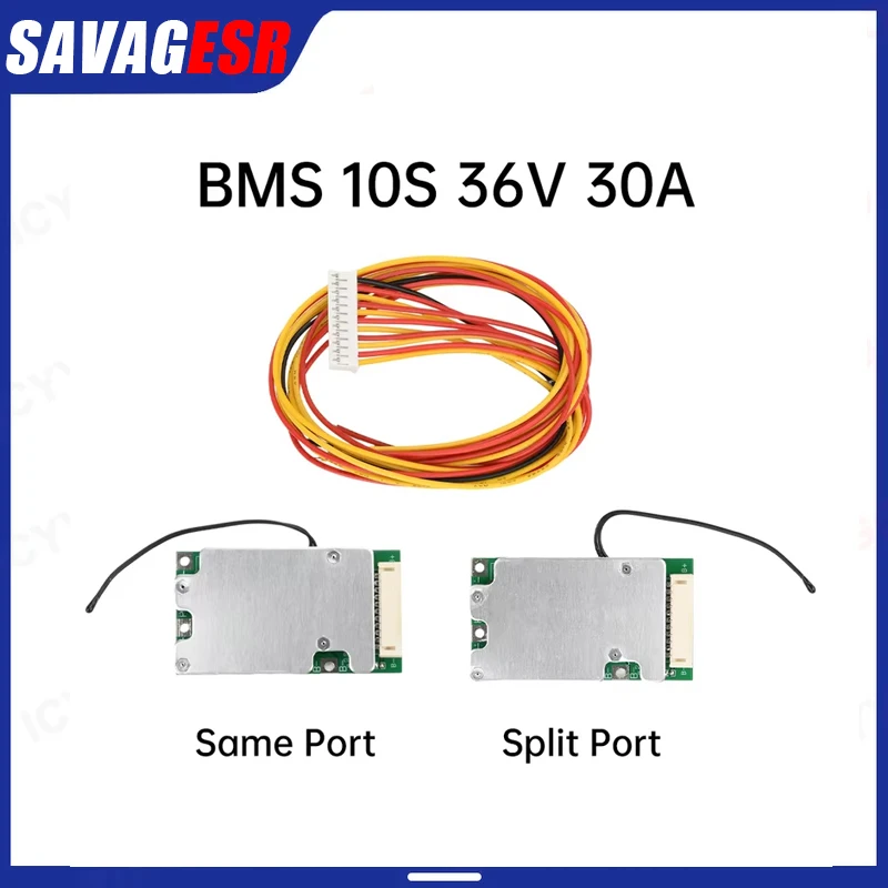 10S 36V 30A Same Port Split Port with Balanced Lithium Battery Protection Board Electric Vehicle Battery Protection Board BMS