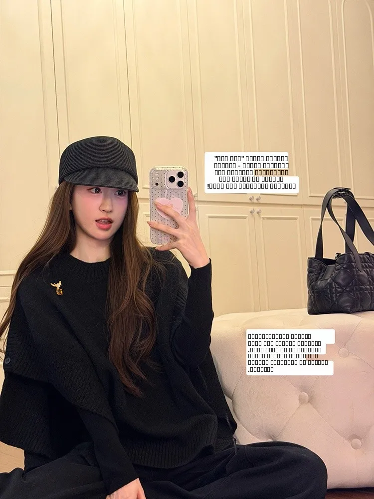 

Off-oulder Knitwear Coat for Women Autumn Winter New Sle Regular Sve V-Ne Single Button Closure Warmth Hea...