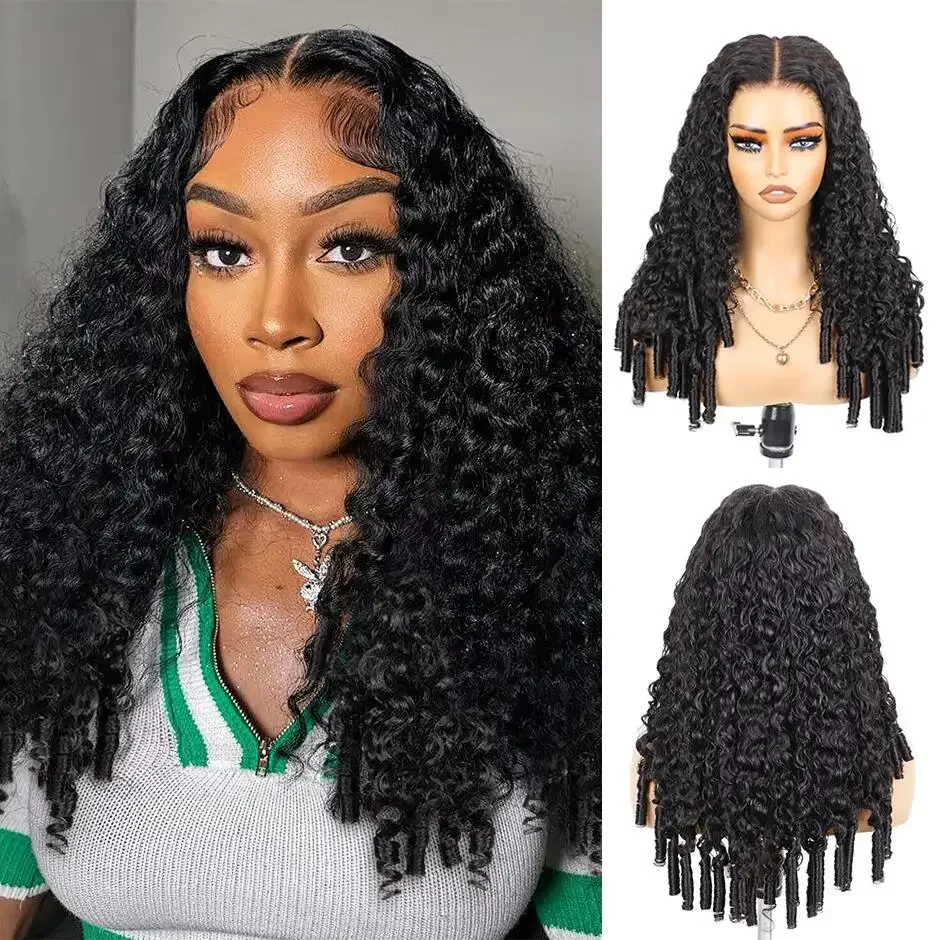 250% Burmese Curly Glueless Drawstring Wig 13x6 HD Human Hair Wig Query Glueless Wear And Go 100% Human Hair Water Wave Fit-Lock Wigs with Spiral End for Women 300% Density