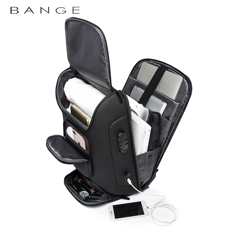 BANGE 17.3inch Laptop Backpack Business Large capacity Travel Backpack waterproof Anti theft backpack sports mochila for men