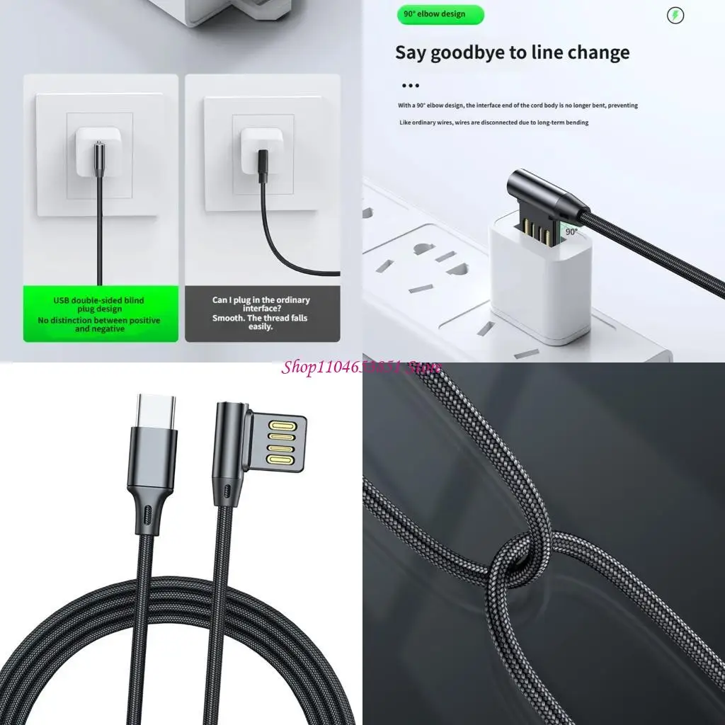 Flexible 3 Length Option Fast Charging Braided Cord USB A to Type C Data Cable 