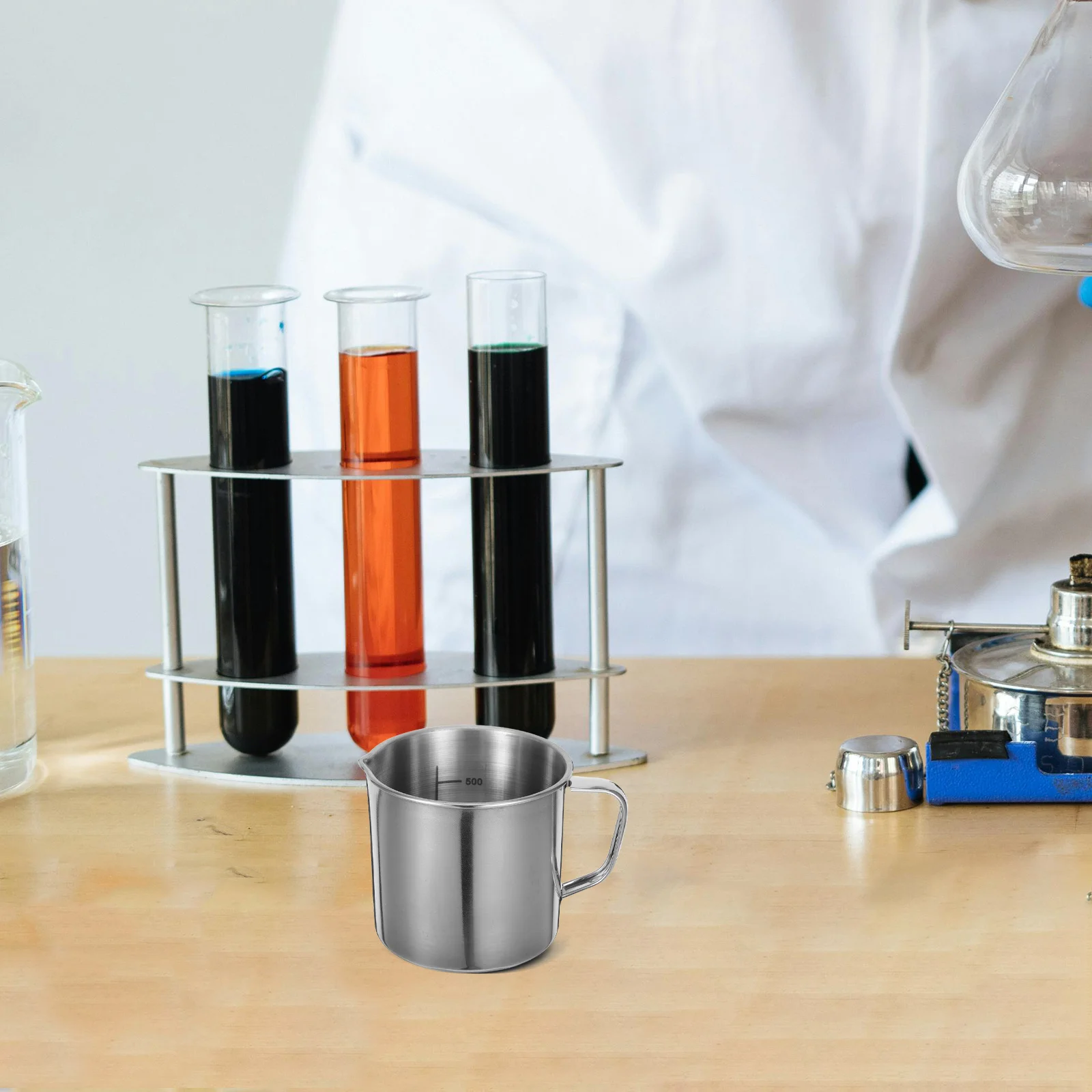 

1pcs 500Ml Stainless Steel Measuring Cup Reusable Smooth Finish Lab Beaker For Laboratory Baking Wax Experiment