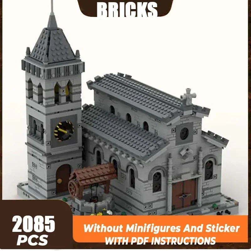 Moc Building Bricks Street View Model Medieval Church Modular Blocks Toys