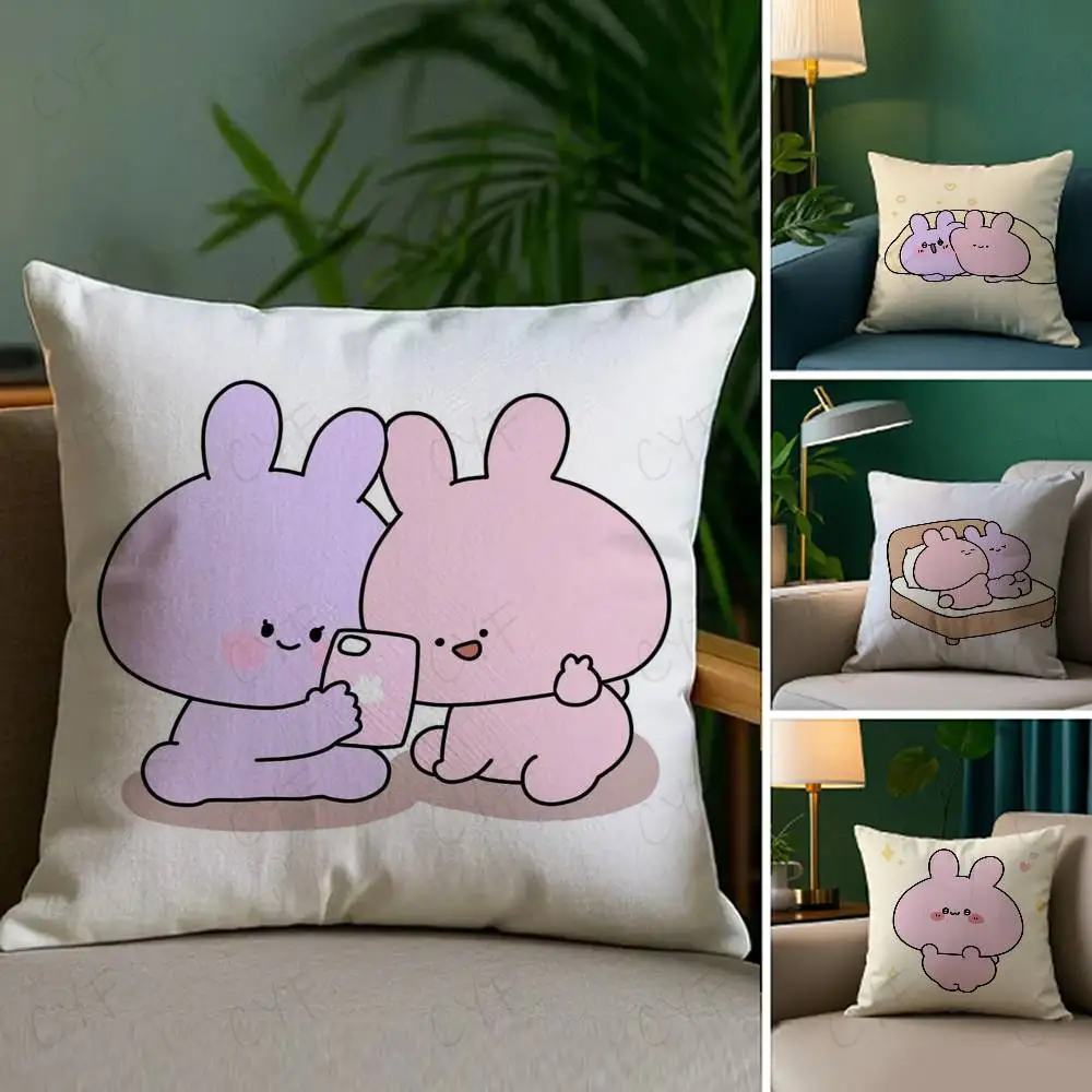 

A-Asamimichan Cute Bunny Pillow Case Custom Printed Brushed Fleece Pillow, Baby Skin-Touch, Eco-Friendly Dye-Sublimation Cushion