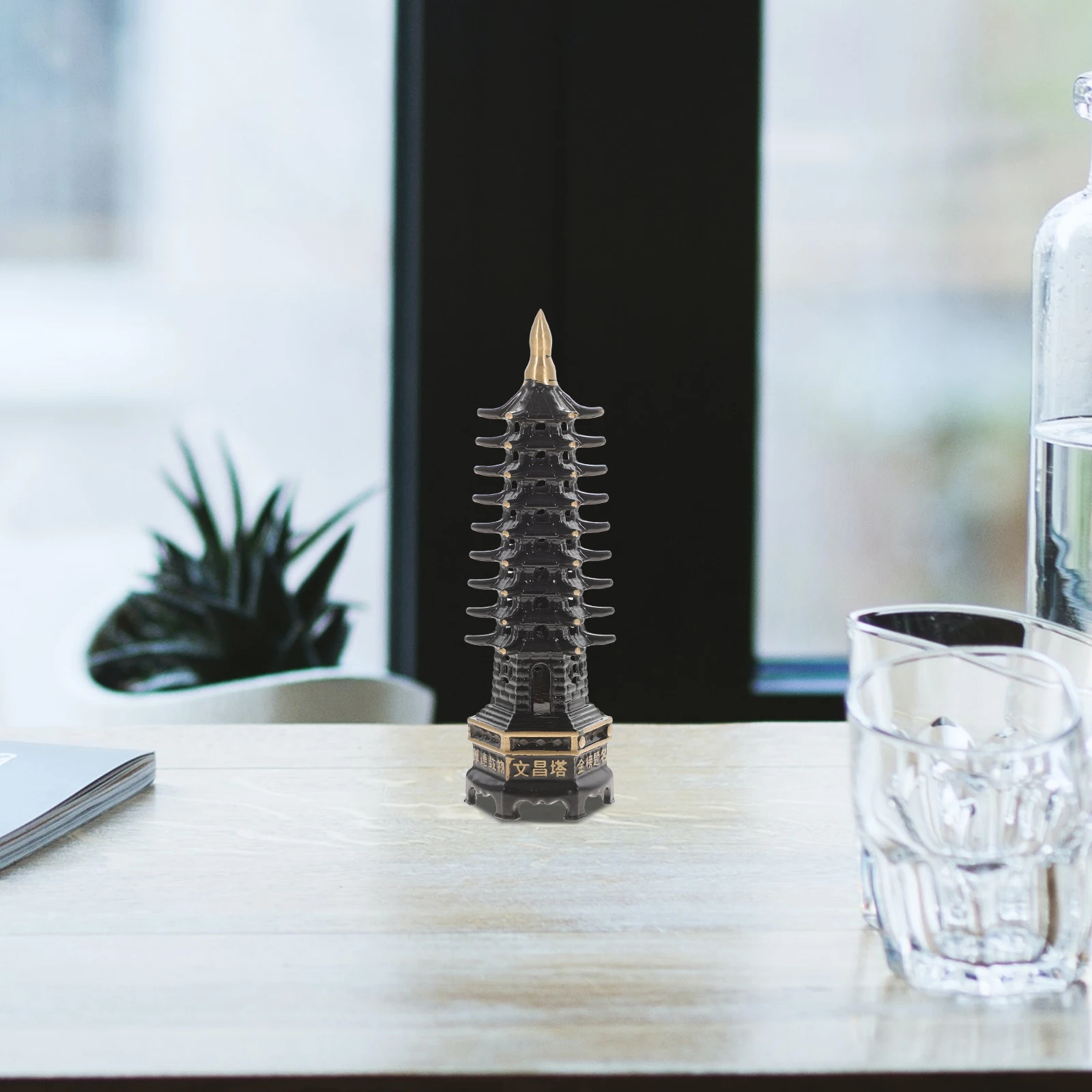 

Retro Wenchang Decor Statue Office Home Garden Home Tabletop Decoration Vintage Copper Desk Tabletop Model Tower Gift Idea