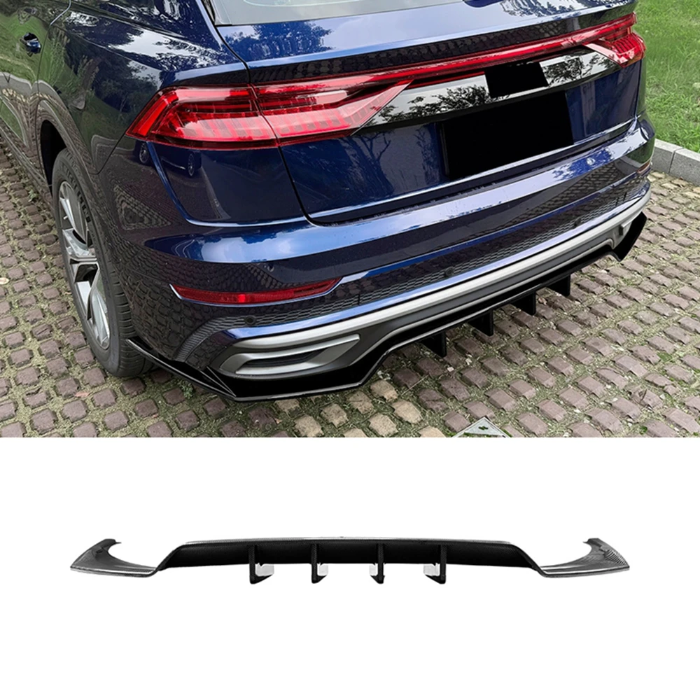 For Audi Q8 4M Sline 2019-2023 Rear Bumper Lip Spoiler Diffuser corner Wind Knife Guard Board 3pcs bodykits Modify Accessories
