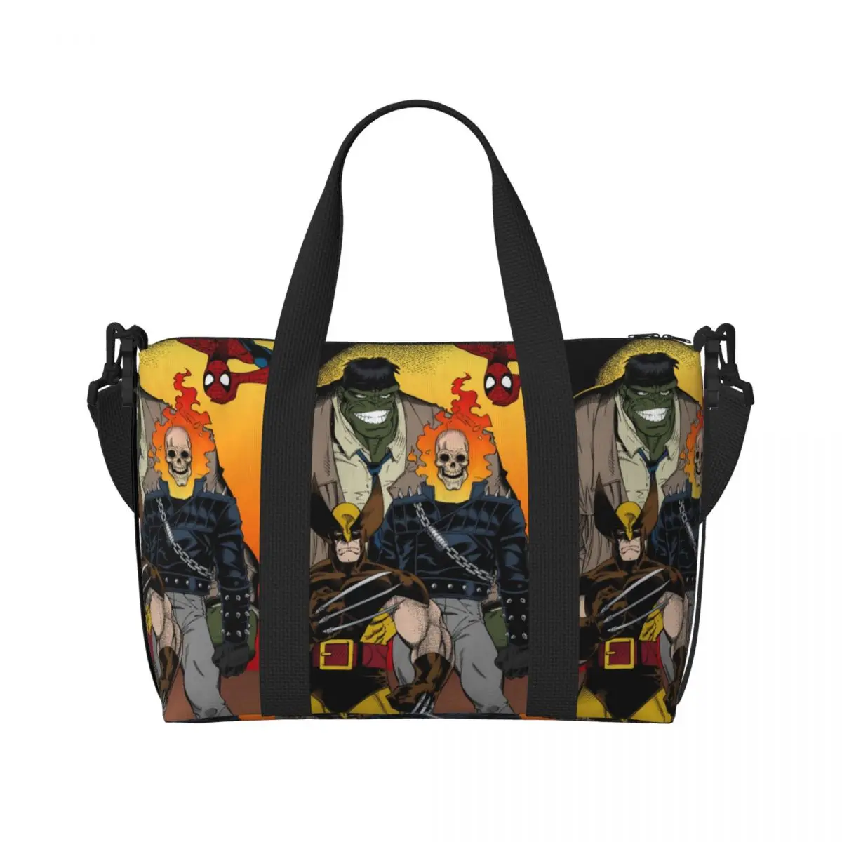 Custom Ghost Rider And Spiderman Beach Tote Bag Women Extra Large Gym Carry On Travel Shopping Bags