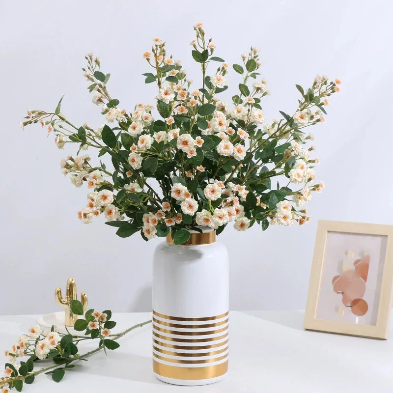 WQNJIN 75 cm Blau Hochwertige Europäische Mini Rosen Lange Zweig Künstliche Seidenblumen Hause Tischdekoration Raumdekoration – Detail 3