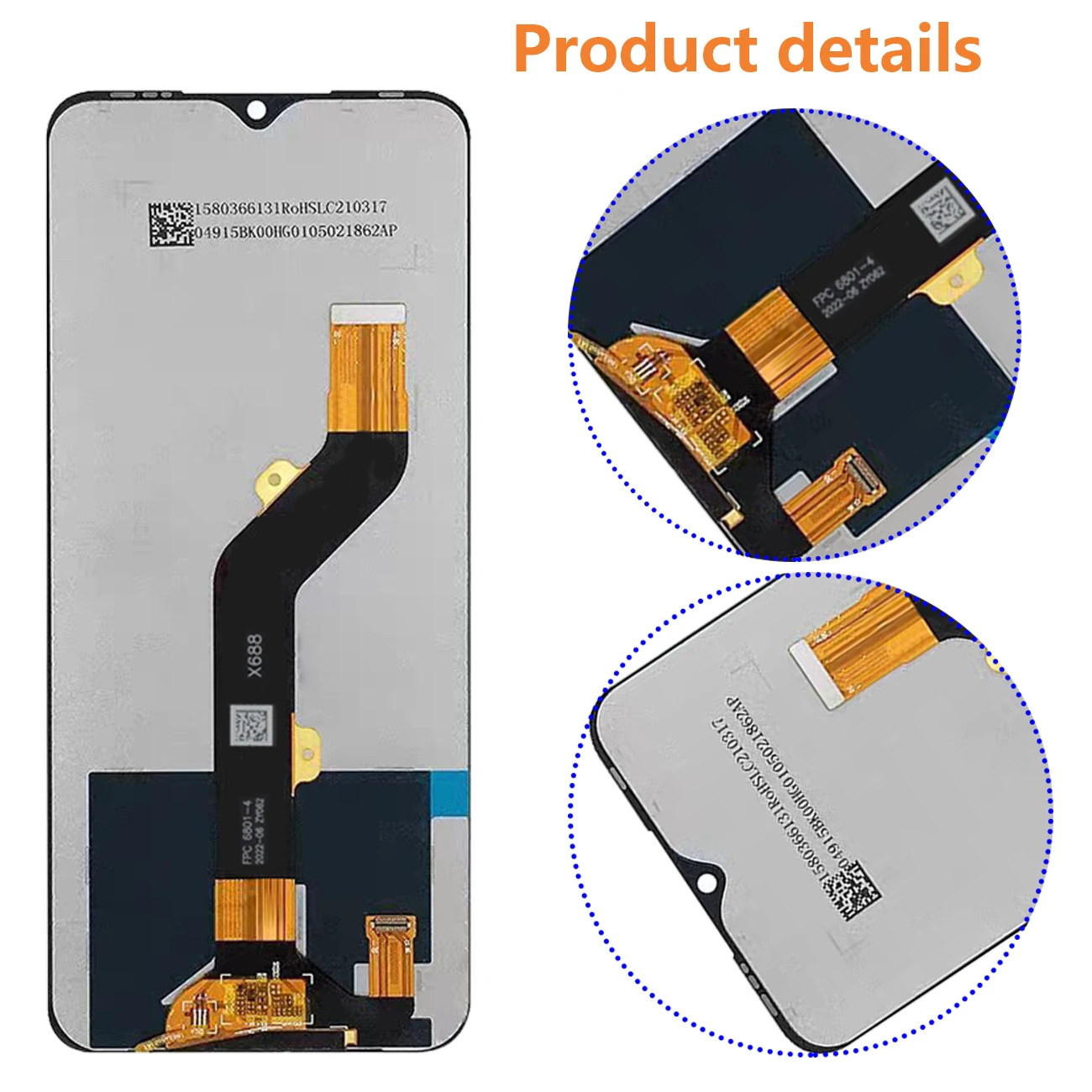 Pantalla For Infinix Hot 10 Play X688 LCD Display Full With Frame X688B X688C Screen Touch Digitizer Replacement RepairParts