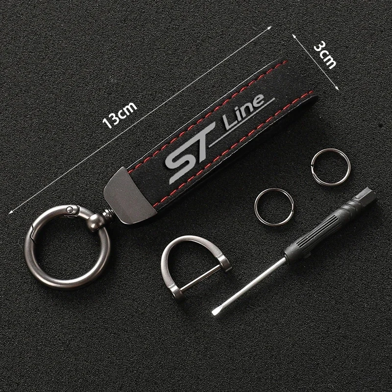 

Fashion Leather Metal Keychain Car Styling Key Ring For Ford ST Line Fiesta Focus x 2 3 Edition Car KUGA Mondeo Ecosport