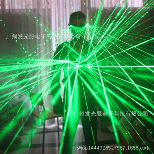 European and American laser laser clothing LED luminous armor green gypsy star stage bar glasses technology