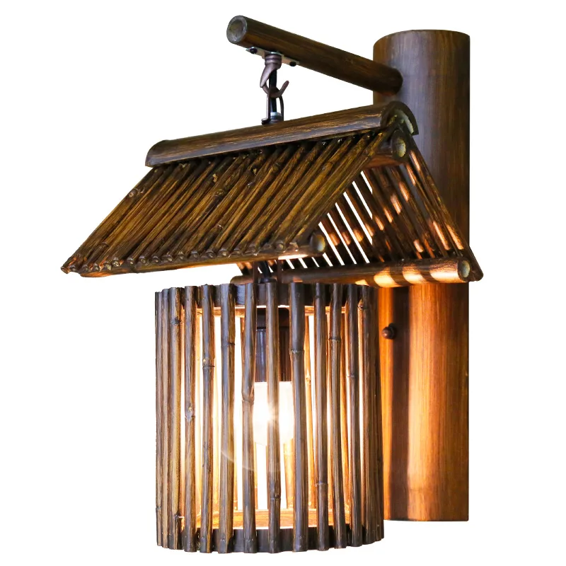 Nostalgic Bamboo Handmade Archaize Color Wall Lamp E27 LED Warm Sconce Ideal for Bar Club Restaurant